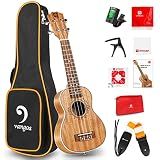 Ukulele Soprano Mahogany 21 Inch Professional Acoustic Ukelele Four String Wooden Hawaiian Uke Beginner Kit for Kids Students Starter Kit, by Vangoa