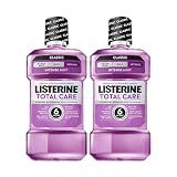 Listerine Mouthwash Total Care Anti Cavity Treatment for Adults Kills 99.9% of Bad Breath Germs in Intense Mint Antibacterial Fluoride Mouthwash, 2 pack of 33.8 fl oz​