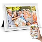 Smart White Digital Picture Frame WiFi Send Photos from Your Phone 16GB Storage 10.1inch 1280x800 IPS Touch Screen Digital Photo Frame Auto-Rotate Wall Mountable Photo Picture Frame Digital