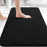 OLANLY Black Bathroom Rug 30x20, Extra Soft Absorbent Chenille Bath Rugs