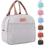 Lunch Bag for Women & Men Adult Insulated Lunch Box, Small Leakproof Cooler Food Lunch Containers Reusable High Capacity Lunch Tote Bags for Work, Travel, Outdoor (Grey)