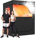 Manastin 2 Person Portable Steam Sauna for Home, 1 or 2 Person Full Body Home Spa with 2 Foldable Chairs,9 Levels of Sauna Box with Remote Control, (Black, Large)