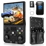 R36MAX Handheld Game Console, Retro Gaming Console with 4000mAh Battery 4.0”IPS Screen, Open Source Linux System, with 64GB TF Card Portable Video Gaming Console, Transparent Black