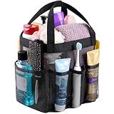Lifewit Mesh Shower Caddy Portable for College Dorm Room Essentials with 7 Pockets, Freestanding Hanging Organizer Basket, Quick Dry Tote Bag for Camping, Bathroom, Beach, Travel, 1 Pack, Black