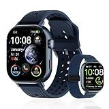 moutarlier 2026 Distance & Pace GPS Running Watch for Runners - Call & Text, AMOLED Large Screen, 50m Waterproof Swimming, Calorie & Step Counter, 2 Bands, Long Battery, for Seniors Men Women（Blue）