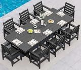SERWALL 9Pcs 84" HDPE Outdoor Dining Set for 8 with Armchairs,Black