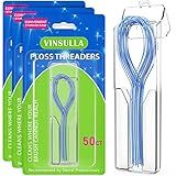 VINSULLA 150 Count Floss Threaders for Braces, Bridges, and Implants (3 Packs of 50) - Flexible Nylon Threading Loops - Slim & Durable Dental Floss Helpers for Crowns & Orthodontic Appliances