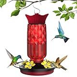 Hummingbird Feeders for Outdoors, Hanging Hummingbird Feeder with 5 Flower-Shaped Feeding Ports, 16 Oz Bird Feeder with Bee Proof & Built-in Ant Moat, Outdoor Garden Decor Gifts for Women Mom