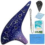 DHwebWLP 12 Hole Sweet Potato Ocarina Instrument for Beginner,Alto C Ceramic Ocarina(Starry Blue&Purple)