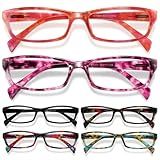Gaoye Reading Glasses for Women, 6 pack Fashion Readers for Women Men Spring Hinge Eye Glasses, Blue Light Reading Glasses
