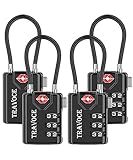 TSA Approved Luggage Locks, Travel Locks Which Also Work Great as Gym Locks, Toolbox Lock, Backpack and More, Black 4 Pack