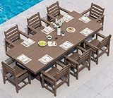 SERWALL 9Pcs 84" HDPE Outdoor Dining Set for 8 with Armchairs,Brown
