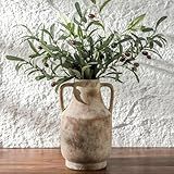 Mitt&Ditt Ceramic Flower Vase with Handles, 11 inch Tall Vase for Centerpieces, Large Decorative Terracotta Vases, Farmhouse Rustic Vases for Home Decor, Living Room, Table, Neutral