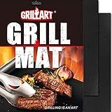 GRILLART BBQ Grill Mats for Outdoor Grill - Nonstick 600 Degree Heavy Duty Grilling Mat (Set of 2) - Reusable BBQ Grill Accessories Sheets -Works on Electric Grill Gas Charcoal BBQ - Gifts for Men Dad