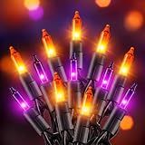 Purple and Orange Halloween String Lights for Outdoor Indoor Decorations