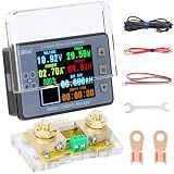 DROK Digital Multimeter, DC 8-100V 100A Battery Monitor 12V 24V 36V 48V 60V Volt Amp Watt Meter, Big Color Screen LCD Display Capacity Time Power Voltmeter Ampmeter for RV Solar Panel Battery Charge