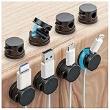 OneLeaf 8 Pack 360° Rotatable Strong Magnetic Cable Clips Cord Holder for Nightstand, 1s Lock Phone Charger Holder, Adhesive Magnetic Cord Clips for Home/Office/Car/Game Station, Smooth Adjustable