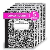 Rosmonde 5 Pack Graph Paper Composition Notebooks, Black Graph Notebooks