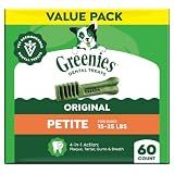 Greenies Petite Natural Dental Dog Treats, Original Flavor, 60 Count