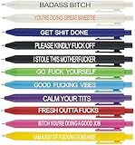 Cityhermit 11Pcs Funny Adult Ballpoint Pen Set, Premium Days of The Week Swear Cuss Word Pens for Office Gifts, Novelty Pens for Corworkers