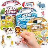 Reusable Sticker Books for Toddlers 2-4 Years, Kids 1-3 - 100+ Jelly Puffy Stickers for Kids, Stickers for Toddlers, Toddler Crafts, Toddler Books Ages 2-4 - Reusable Easter Basket Stuffers