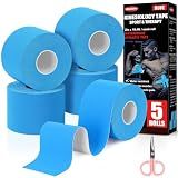 5 Rolls Blue Kinesiology Tape, 2 inch x 16.4 Feet Kinetic Tape
