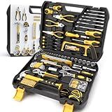 CRESOLVIA Home Tool Kit 199 Piece Basic Household Auto Repair Tool Set Car Toolbox General Hand Tool Kit for Home Men Women DIY with Plastic Toolbox Storage Case Pliers Wrench Combination