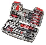 Apollo Tools Original 39 Piece General Household Tool Set in Toolbox Storage Case with Essential Hand Tools for Everyday Home Repairs, DIY and Crafts Red/Black - DT9706