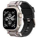 Spigen DuraPro Armor Durable Metal Connector Strap Designed for Apple Watch Band Compatible with Ultra 2/1 49mm, Series 10 46mm, 9/8/7 45mm, SE2/SE/6/5/4 44mm, 3/2/1 42mm - Fabric Black