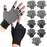 Chencheerio 10 Pairs Yoga Gloves,Non Slip Grip Fingerless Gloves Fitness Exercise Glove Soft and Breathable for Yoga, Weight Lifting, Cycling, Gym, Running