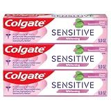 Colgate Whitening Sensitive Toothpaste Gel, Clean Spearmint, 3 Pack, 6 oz
