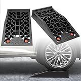 Donext Car Ramps for Easy Vehicle Maintenance and Safe Lifting, Sturdy, Lightweight, Low Profile Car Ramps for Jack Support, Heavy Duty Tire Ramps for Low Chassis Cars, 2 PCS