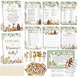 Funnymoom 426 Pcs Woodland Baby Shower Games Set-8 Games, Includes Baby Shower Bingo, Price is Right, Guess Who, Word Scramble, Prediction and Advice, How Big is Mommy's Belly, Don't Say The Words