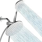 UltrTxenova Dual Shower Heads with Handheld Spray Combo, 8.6 Inch Pulsating Rain Shower Head, 6-Mode Hand Held Shower with Hose 6ft, 2-in -1 Luxury Shower System Chrome