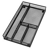 shenee Desk Drawer Organizer Tray,Drawer Organizer for Office and Home,Desk Organizer with Drawers,4 Compartments,Non-Slip Desk Organizers and Accessories for Stationery Makeup School (Black)