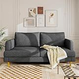 Loveseat Sofa Couch for Living Room with USB Type C Ports – 70" Small Dark Gray Upholstered Couches for Bedroom, Office or Apartment–Modern 2-Seater Deep Seating with Soft Cushions & Sturdy Frame