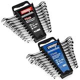DISEN 22 PCS Ratcheting Wrenches Set, Combination Wrenches Set SAE & Metric Standard, 1/4" to 3/4" and 6-18mm Size, CR-V Steel, 12 Points 72-Teeth