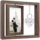 Fooyekep Wedding Gifts for Couples 2025,Rotating Floating Mr and Mrs Picture Frame,4x6 Rustic Picture Frame Engagement Gifts for Couples,Bridal Shower Gift for Bride to Be