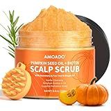 AMOADO Scalp Scrub, Pumpkin Seed Oil Scalp Exfoliator With Biotin & Rosemary, Sulfate Free Scalp Detox for Itchy Scalp & Dandruff & Buildup Removal & Hair Growth, Hair Scrub with Scrubber