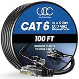 Ultra Clarity Cables Cat 6 Ethernet Cable 100 ft, Outdoor&Indoor 10Gbps Ethernet Cable, High Speed Cat6 Cable RJ45 LAN Internet Cable for Computer, Router, Modem, PS4/5, Xbox, Gaming - Black