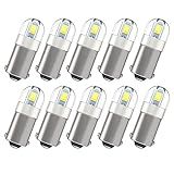 Serundo Auto BA9S Led Car Bulb BA9 1895 1891 53 57 Led Car Bulb, 2SMD 3030Chips 6000K White 47830 64111 3893 LED bulbs for Car Interior Dome Map License Plate Glove Box Light etc, Pack of 10pcs