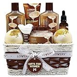 Gifts For Women Gift Basket for Women– 9 Piece Set of Vanilla Coconut Home Spa Set, Includes Fragrant Lotions, Extra Large Bath Bombs, Coconut Oil, Luxurious Bath Towel & More