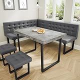 XIAO WEI Breakfast Nook Table Set with Gray Upholstered Banquette Seating, 72 Inch Modern Corner Dining Table Set with Storage Bench,5 Piece Dining Table Set Corner Booth for Kitchen and Dining Room