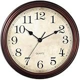 HYLANDA Wall Clock, 9 Inch Silent Non Ticking Classic Battery Operated Clocks, Decorative for Living Room, Bedrooms, Bathroom, Kitchen Office (Bronze)