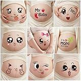 9 Sheets Pregnant Belly Stickers, Cute Maternity Photo Booth Props for Mom to Be, Pregnancy Bump Decals for Couples Photoshoot, Fun Baby Shower Gifts & Growth Keepsake