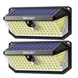 TECKNET 416 LED Solar Lights Outdoor Waterproof, 300° Angle & 3 Lighting Modes Motion Sensor Outdoor Lights, 2 Pack Security Solar Flood Lights IP66 for Fence Front Door Yard Deck Garden Garage