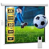 Pyle 72" Portable Motorized Matte White Projector Screen - Automatic Projection Display with Wall/Ceiling Mount, Remote and Case - for Home Movie Theater, Slide/Video Showing - PRJELMT76