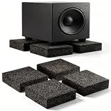 Pangda 4 Pack Subwoofer Isolation Pads 6'' x 6'' x 2'' Rubber Cork Sound Isolation Pads for Home Theater, Studio Monitor Speakers & Audio, Reduce Bass Resonance and Floor Vibrations