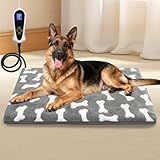 Bestio Large Dog Heating Pad,34x21 in Heated Dog Bed with Constant Heat & Auto Modes，MET&UL Certified Pet Heating Pad with Soothing Warmth,Chew-Resistant Cord,Waterproof Washable Cover-Gray