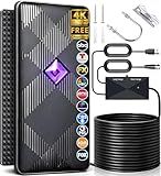 2026 Premium New TV Antenna for Smart TV Indoor Outdoor, 5000+ Miles Long Range Reception Digital TV Antenna for Local Channels with Amplifier Signal Booster, HDTV Antenna HD 8K 4K, 38FT Cable (Black)